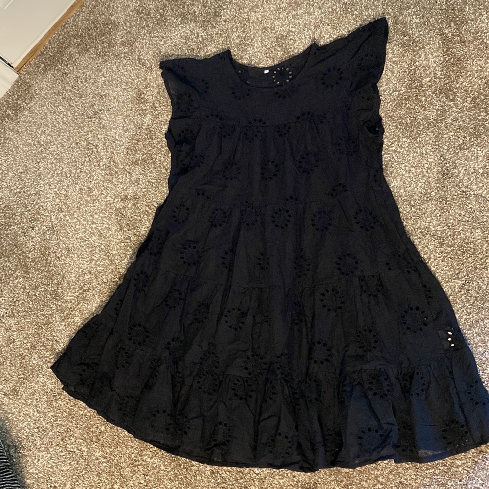 Black eyelet dress